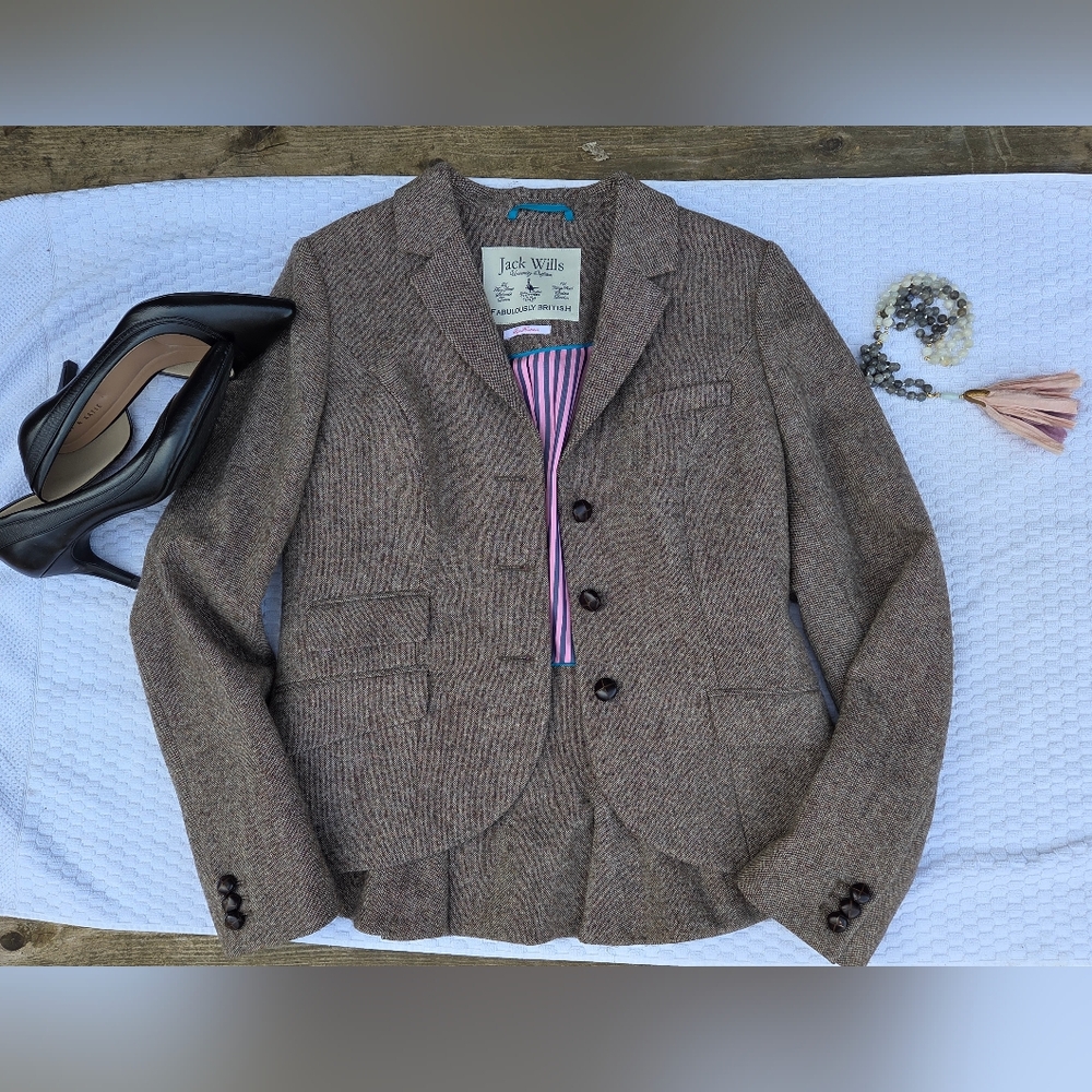 HTF Jack Wills Heritage Tweed Heritage Jacket | Pleated Hem Details